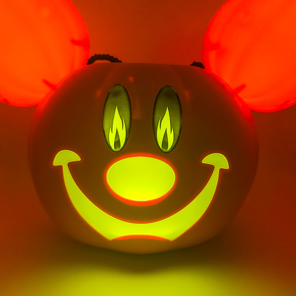 Disney 2025 Halloween Mickey Mouse Light-Up Pumpkin Treat Bucket NEW NWT